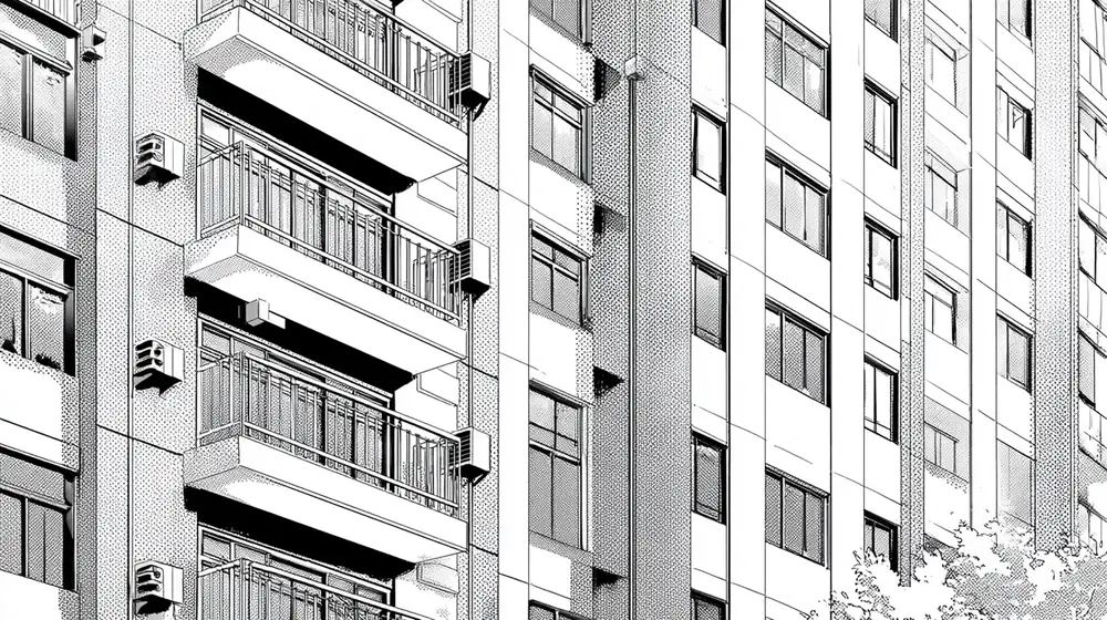 A city block of buildings rising in parallel
