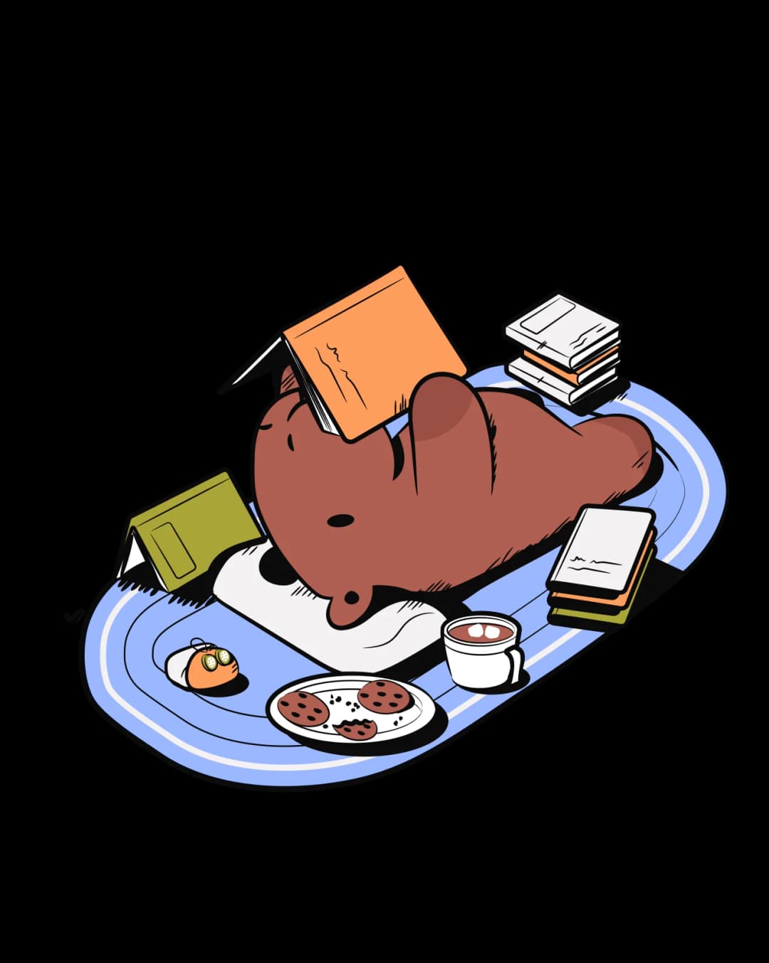 Capy reading on a pool float